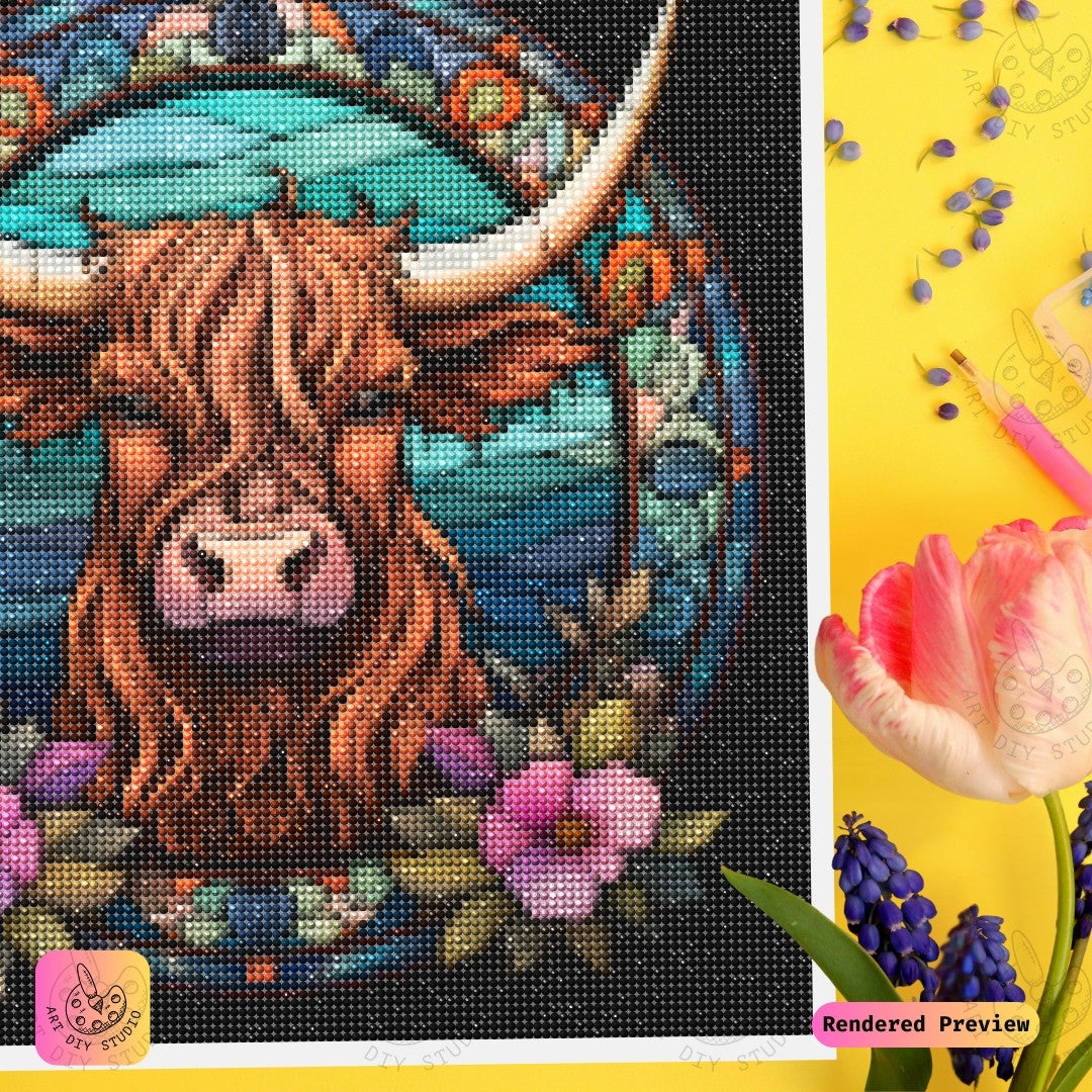 Artdiystudio Highland Floral Harmony Diy Diamond Painting Kit Majestic Elegance With A Floral Touch 3