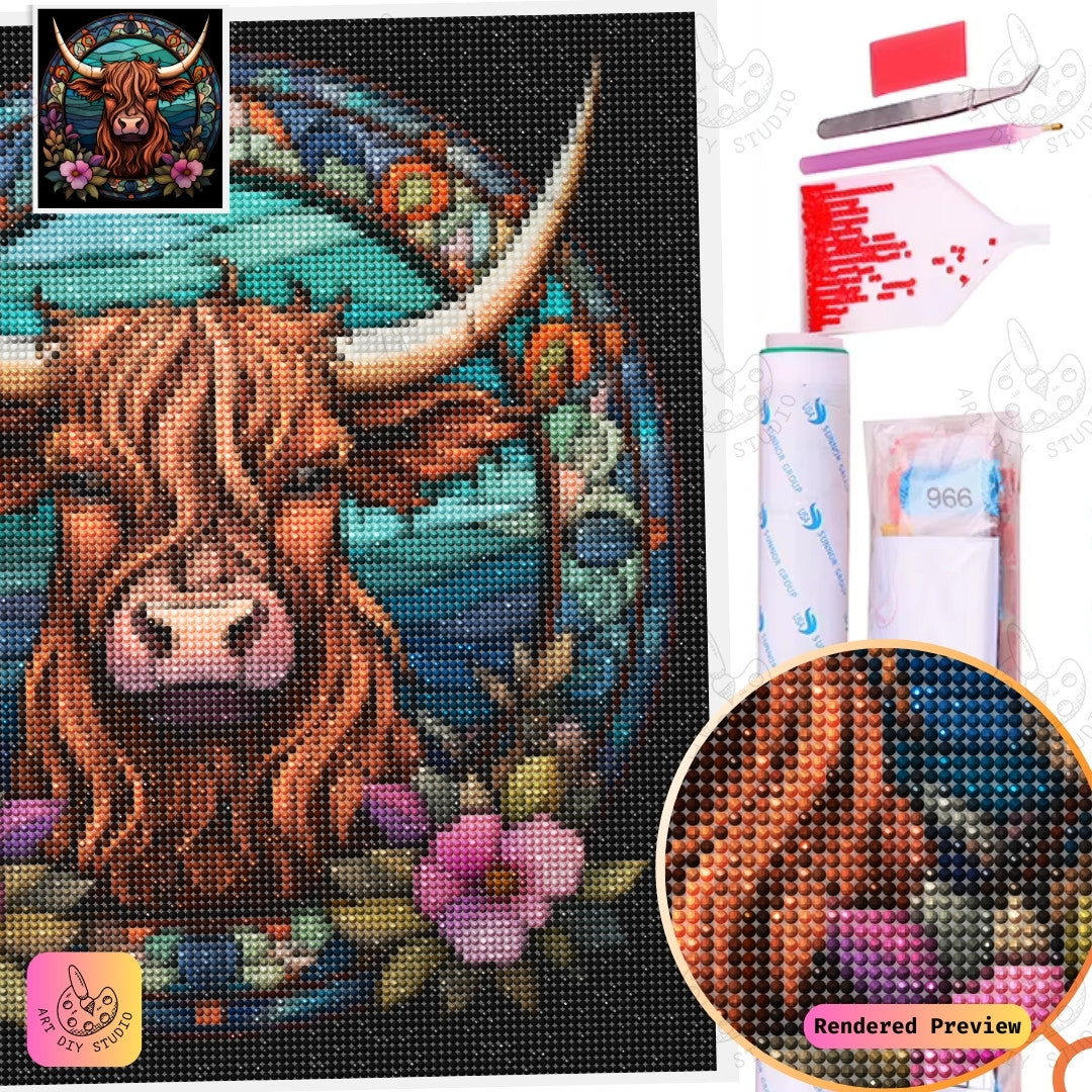 Artdiystudio Highland Floral Harmony Diy Diamond Painting Kit Majestic Elegance With A Floral Touch 5