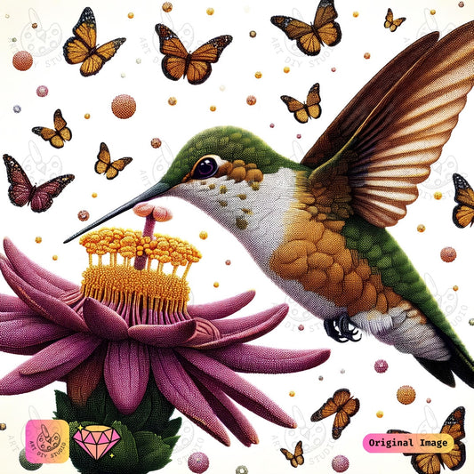 Artdiystudio Hummingbird Blossom Diy Diamond Painting Kit Natures Grace In Flight