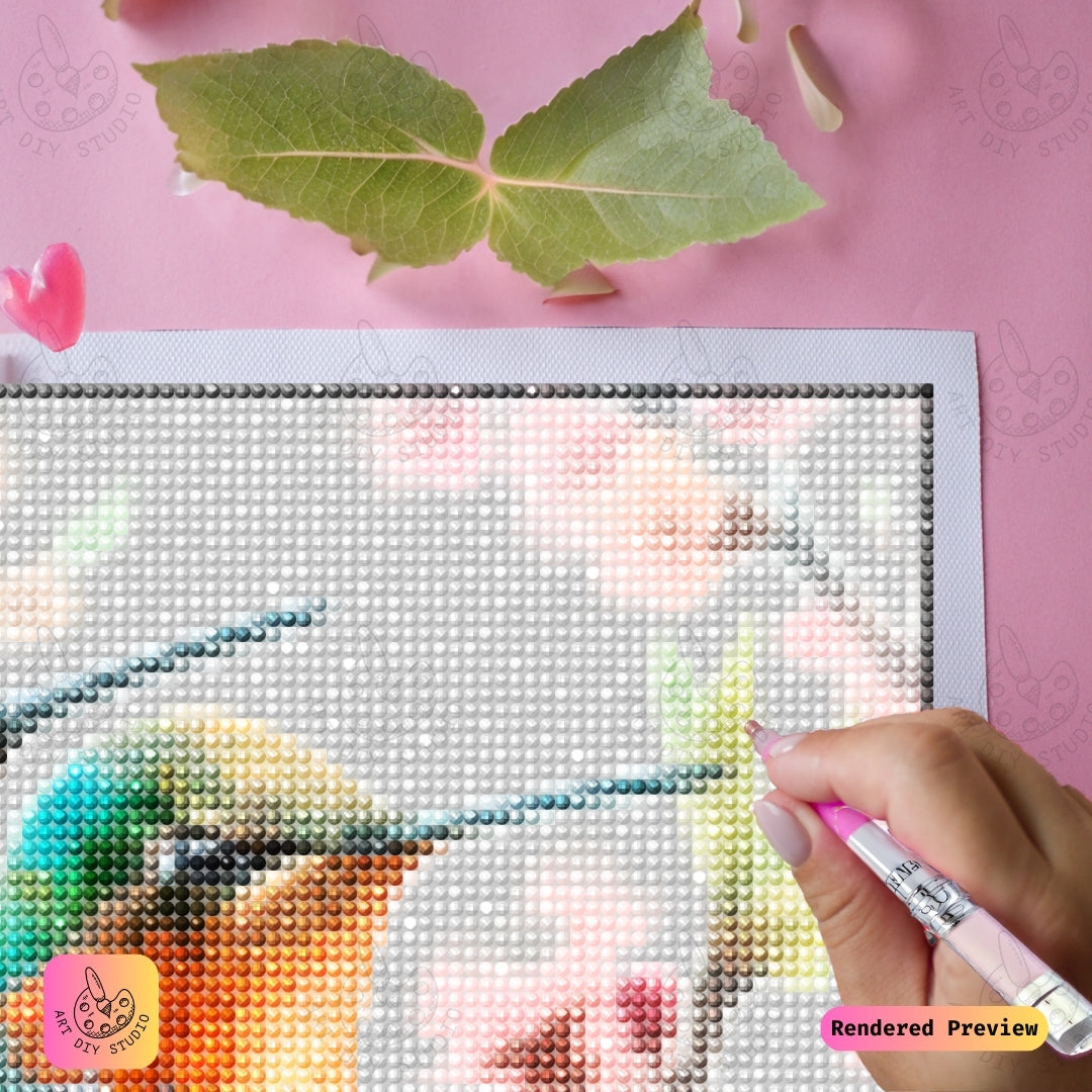 Artdiystudio Hummingbird Duo In Spring Blossoms Diy Diamond Painting Kit A Symphony Of Color And Life 3