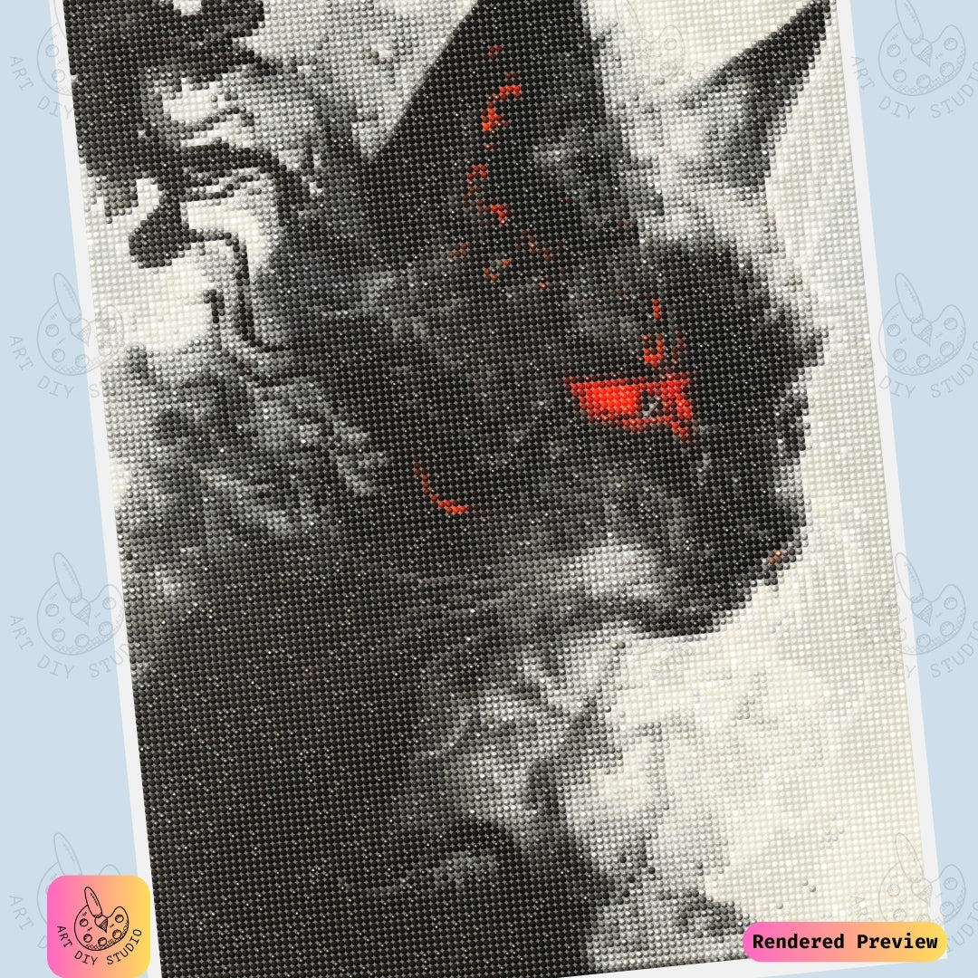 Artdiystudio Inferno Eyes Diy Diamond Painting Kit A Fiery Feline In The Mist 6