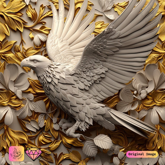 Artdiystudio Ivory And Gold Eagle Diy Diamond Painting Kit A Masterpiece Of Timeless Elegance 6