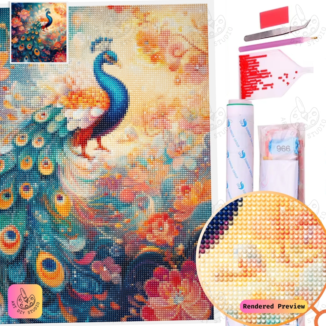 Artdiystudio Joyful Peacock Bloom Diy Diamond Painting Kit Craft Your Colorful Masterpiece 2