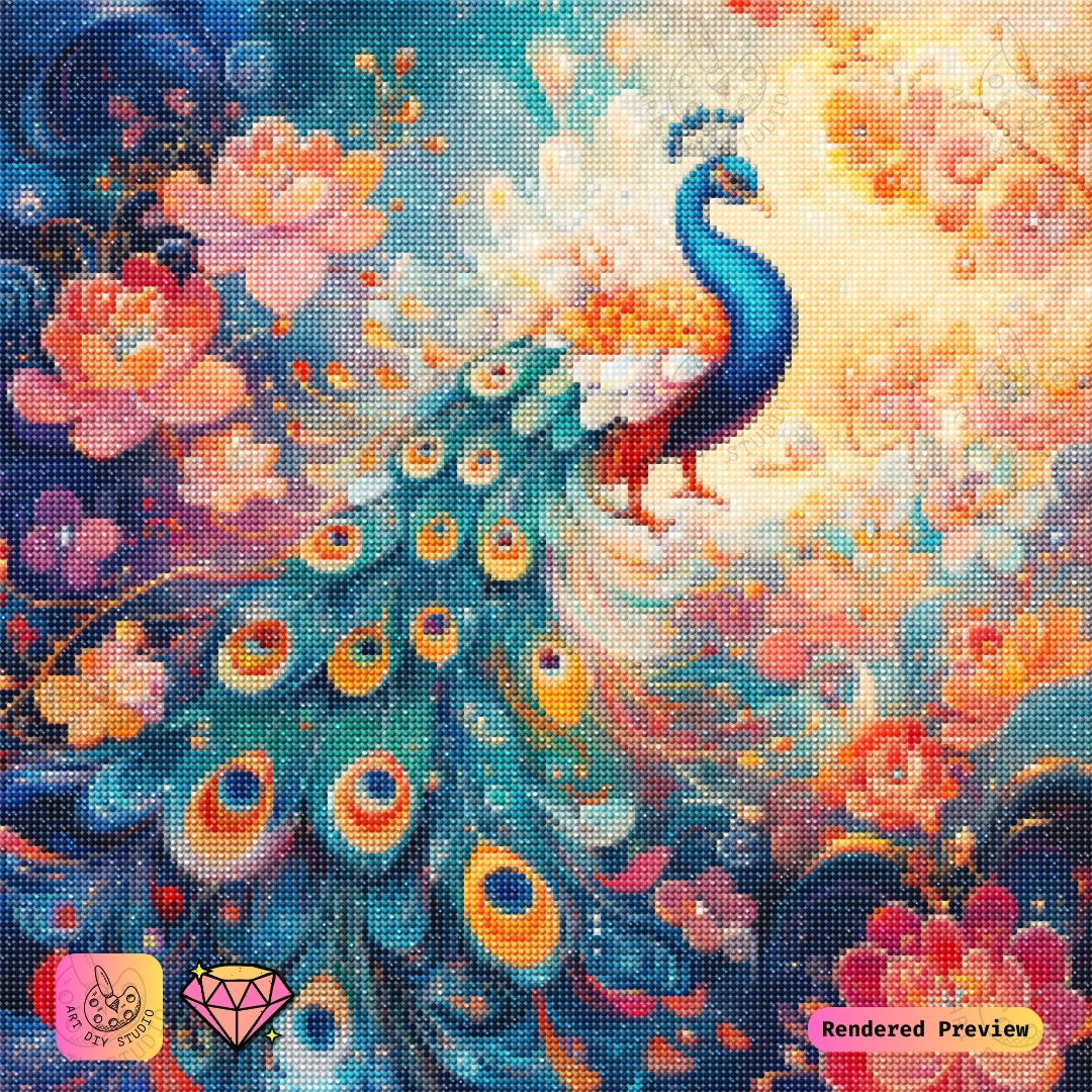 Artdiystudio Joyful Peacock Bloom Diy Diamond Painting Kit Craft Your Colorful Masterpiece 5