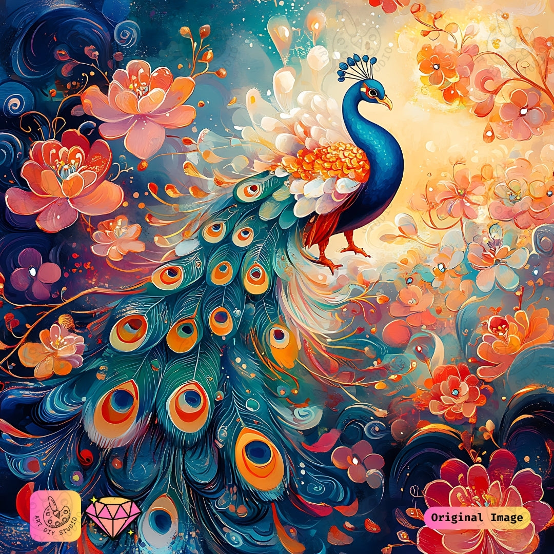 Artdiystudio Joyful Peacock Bloom Diy Diamond Painting Kit Craft Your Colorful Masterpiece 6