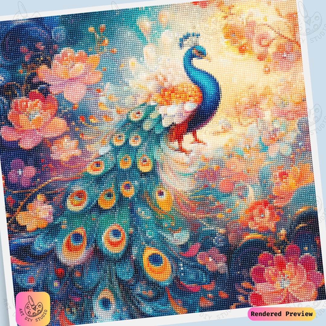 Artdiystudio Joyful Peacock Bloom Diy Diamond Painting Kit Craft Your Colorful Masterpiece