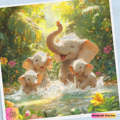 Artdiystudio Jungle Elephant Frolic Diy Diamond Painting Kit A Celebration Of Family Joy 6