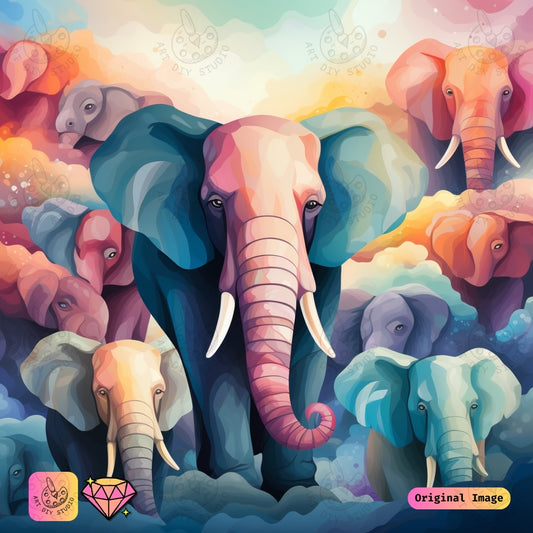 Artdiystudio Kaleidoscope Elephant Herd Diy Diamond Painting Kit A Vibrant Journey In Creativity