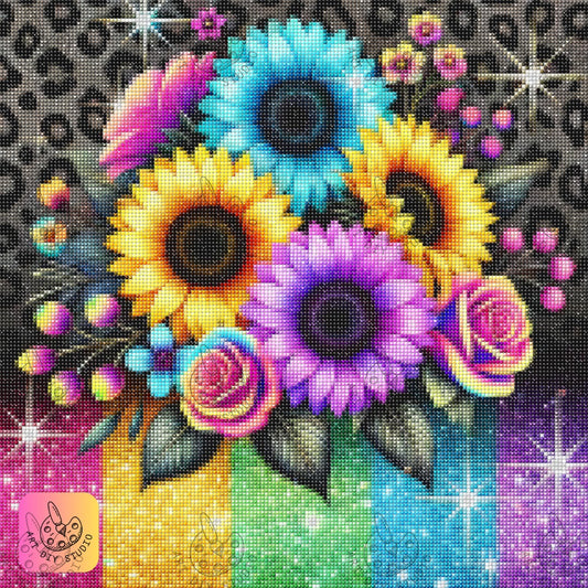 Artdiystudio Leopard Sparkle Blooms Diy Diamond Painting Kit Bold Floral Statement 7