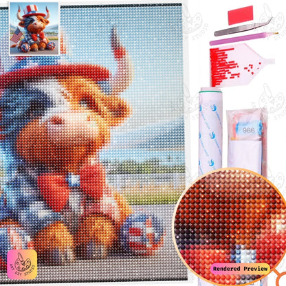 Artdiystudio Liberty Moo Charm Diy Diamond Painting Kit A Heartwarming Patriotic Masterpiece 5