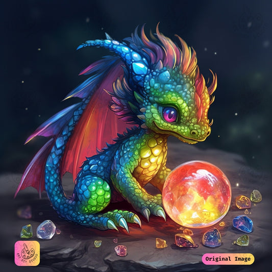 Artdiystudio Little Gem Guardian Diy Diamond Painting Kit A Playful Fantasy Creation