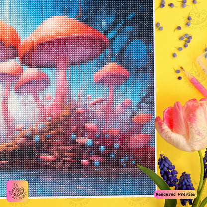 Artdiystudio Luminescent Mushroom Paradise Diy Diamond Painting Kit A Surreal Enchanted Escape 3