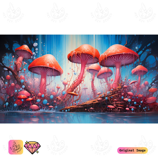 Artdiystudio Luminescent Mushroom Paradise Diy Diamond Painting Kit A Surreal Enchanted Escape
