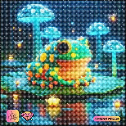 Artdiystudio Luminous Pond Frog Diy Diamond Painting Kit A Whimsical Glow In Nature 2