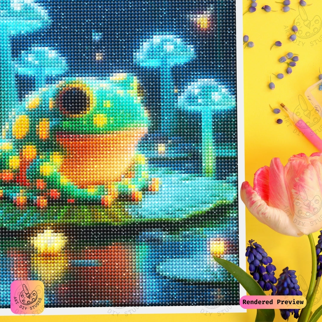 Artdiystudio Luminous Pond Frog Diy Diamond Painting Kit A Whimsical Glow In Nature 3