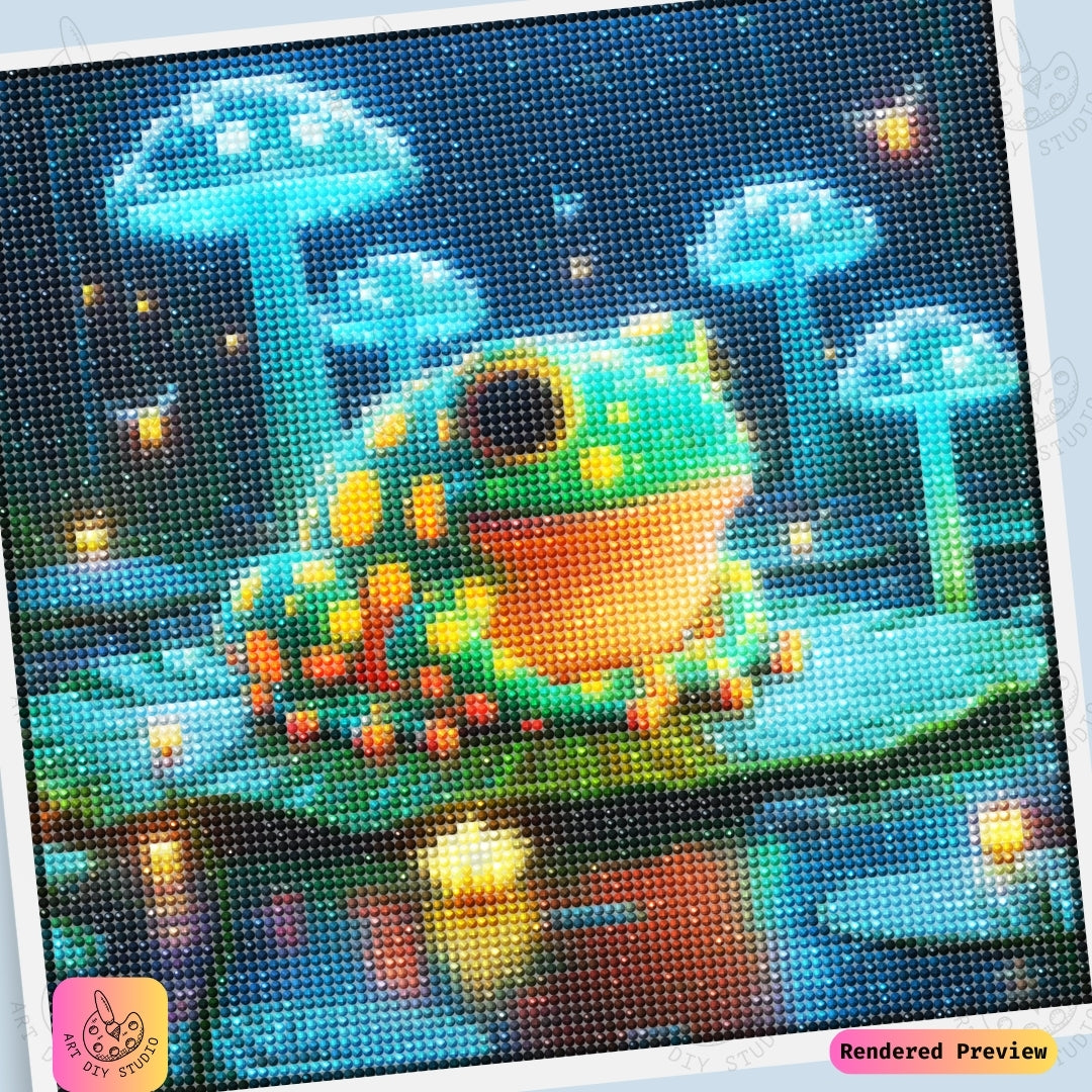 Artdiystudio Luminous Pond Frog Diy Diamond Painting Kit A Whimsical Glow In Nature 6