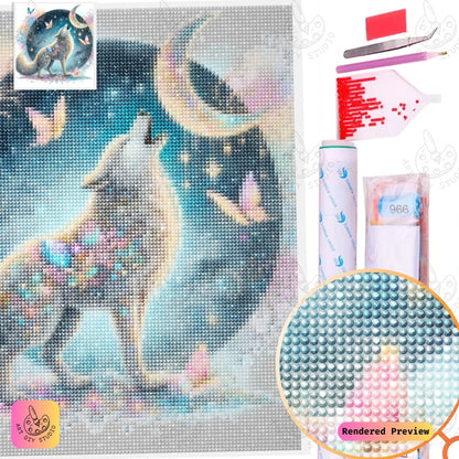 Artdiystudio Lunar Howl Elegance Diy Diamond Painting Kit A Celestial Masterpiece 5
