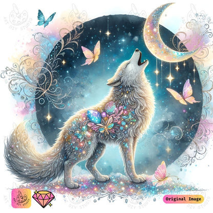 Artdiystudio Lunar Howl Elegance Diy Diamond Painting Kit A Celestial Masterpiece