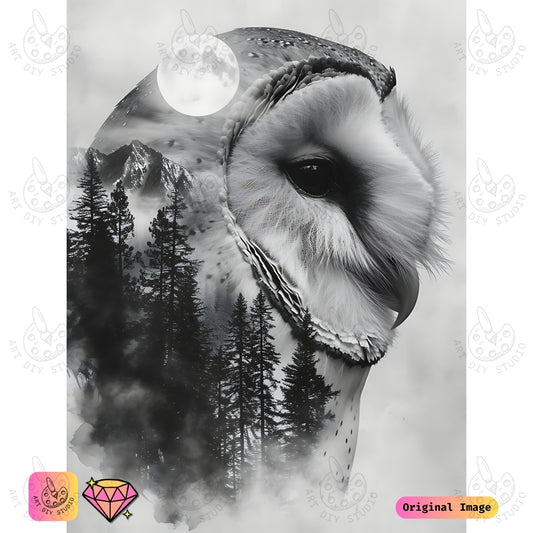Artdiystudio Lunar Owl Elegance Diy Diamond Painting Kit A Mystical Nocturnal Masterpiece