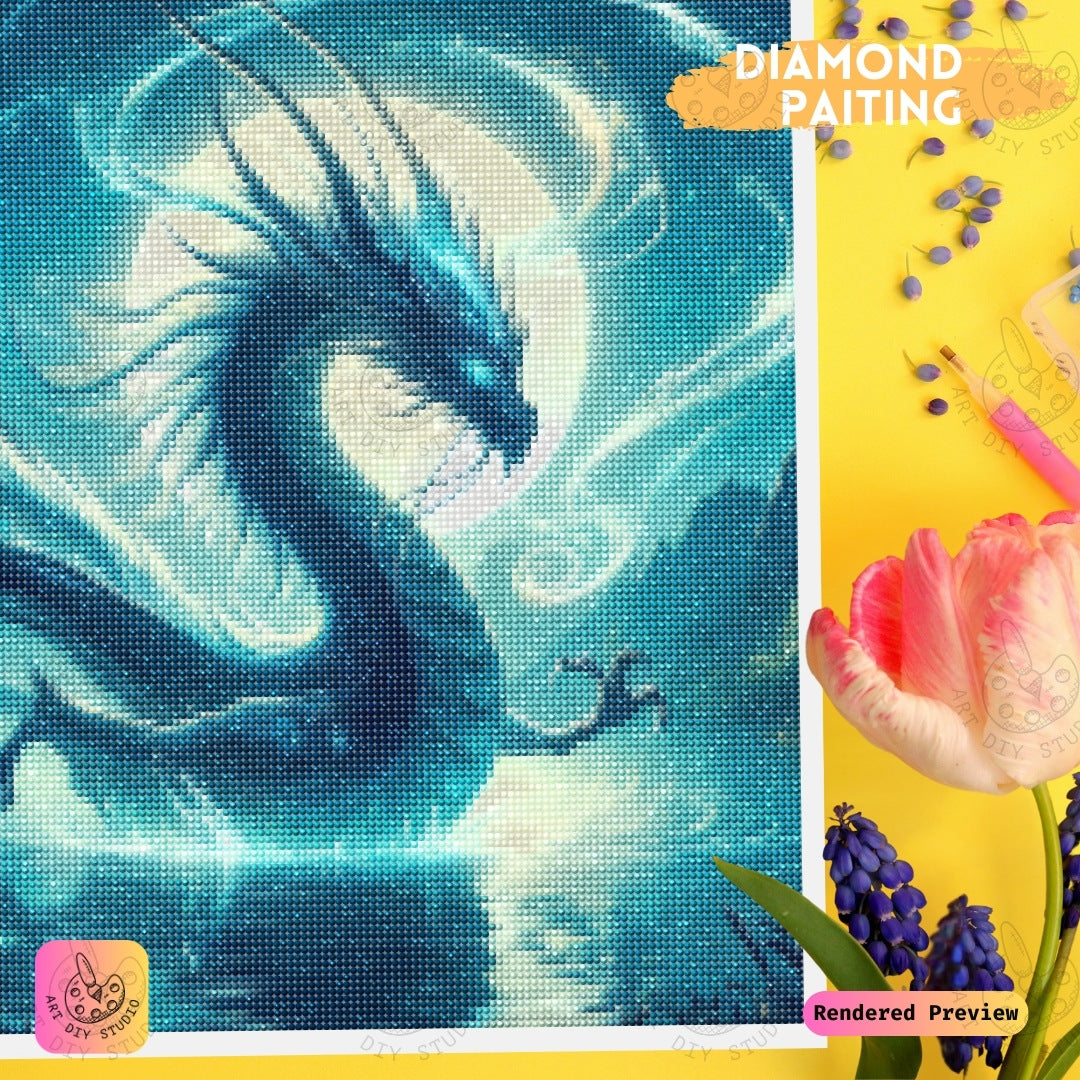Artdiystudio Lunar Serpent Majesty Diy Diamond Painting Kit A Tranquil Fantasy Creation 3