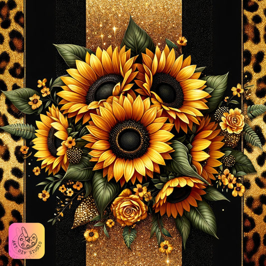 Artdiystudio Luxe Leopard Sunflower Diy Diamond Painting Kit Glamorous Meets Wild 8