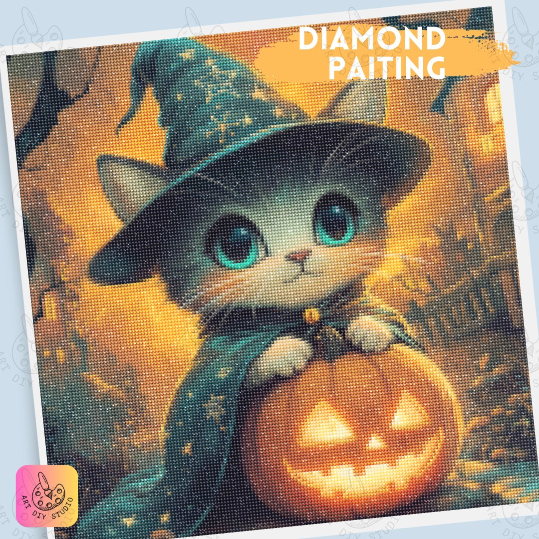 Artdiystudio Magic Meow Jack O Lantern Create A Cute And Spooky Diamond Art Masterpiece 4