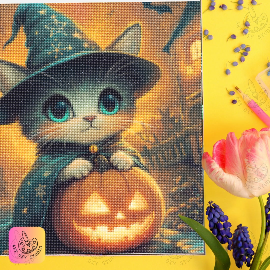 Artdiystudio Magic Meow Jack O Lantern Create A Cute And Spooky Diamond Art Masterpiece 6