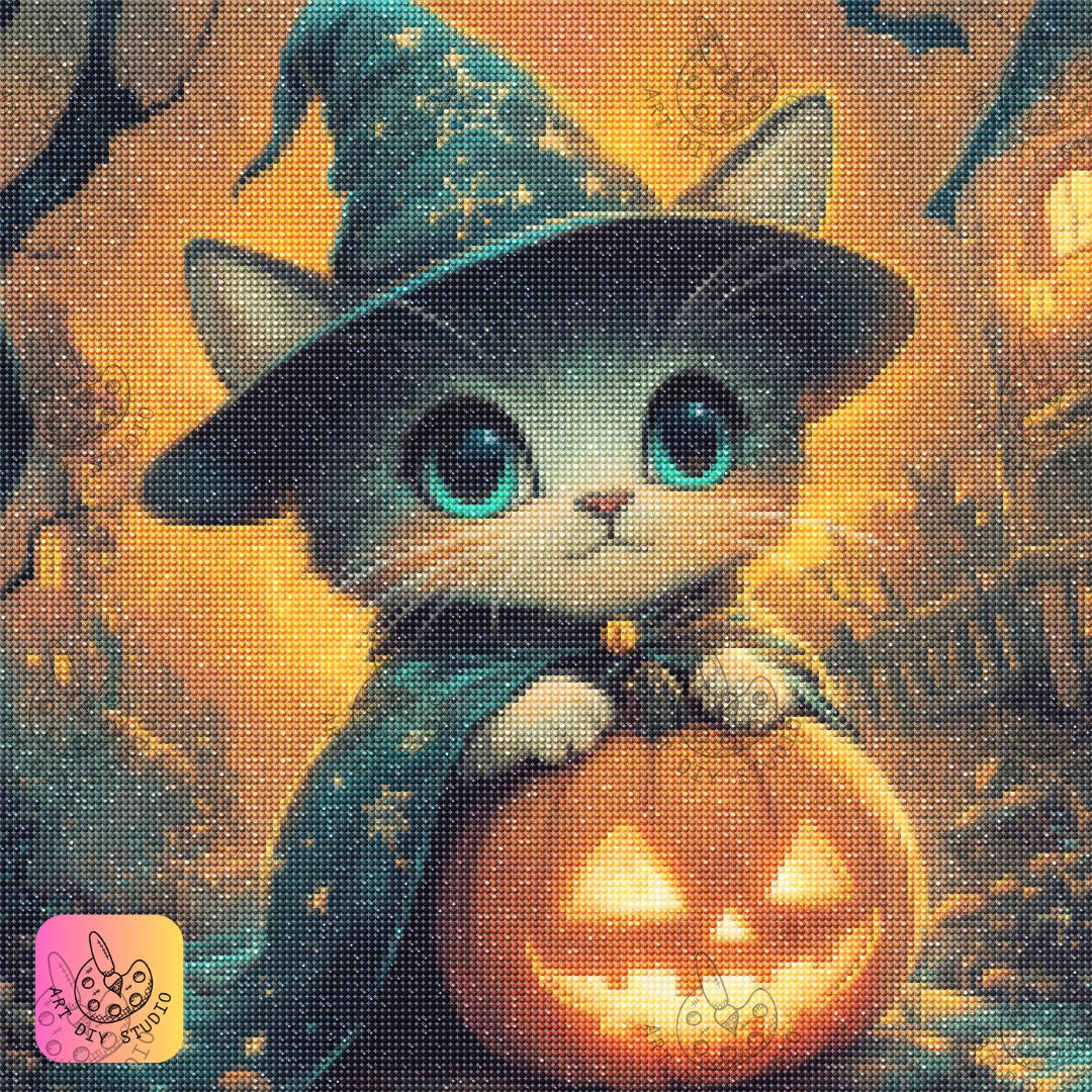 Artdiystudio Magic Meow Jack O Lantern Create A Cute And Spooky Diamond Art Masterpiece 7