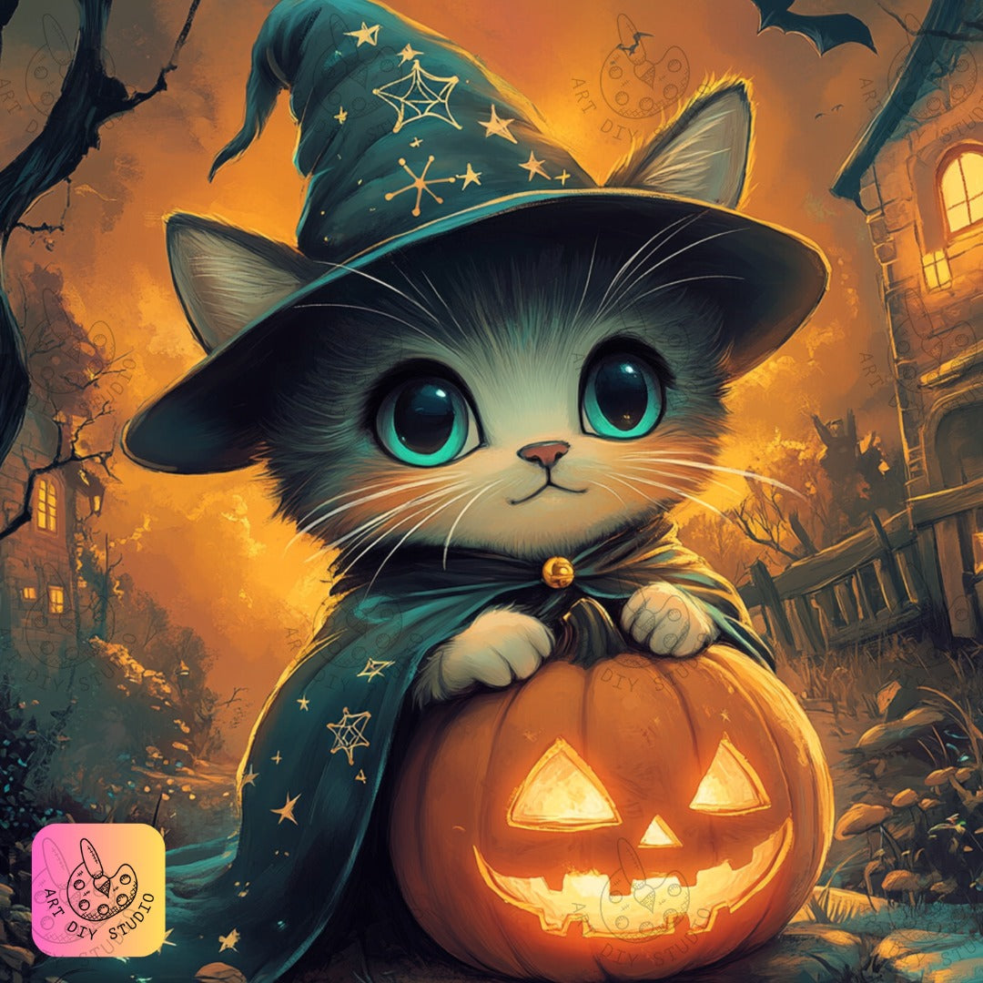 Artdiystudio Magic Meow Jack O Lantern Create A Cute And Spooky Diamond Art Masterpiece 8