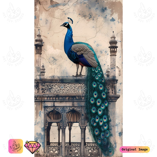 Artdiystudio Majestic Peacock On Royal Pillars Diy Diamond Painting Kit Create A Masterpiece Of Elegance 6