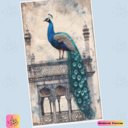 Artdiystudio Majestic Peacock On Royal Pillars Diy Diamond Painting Kit Create A Masterpiece Of Elegance