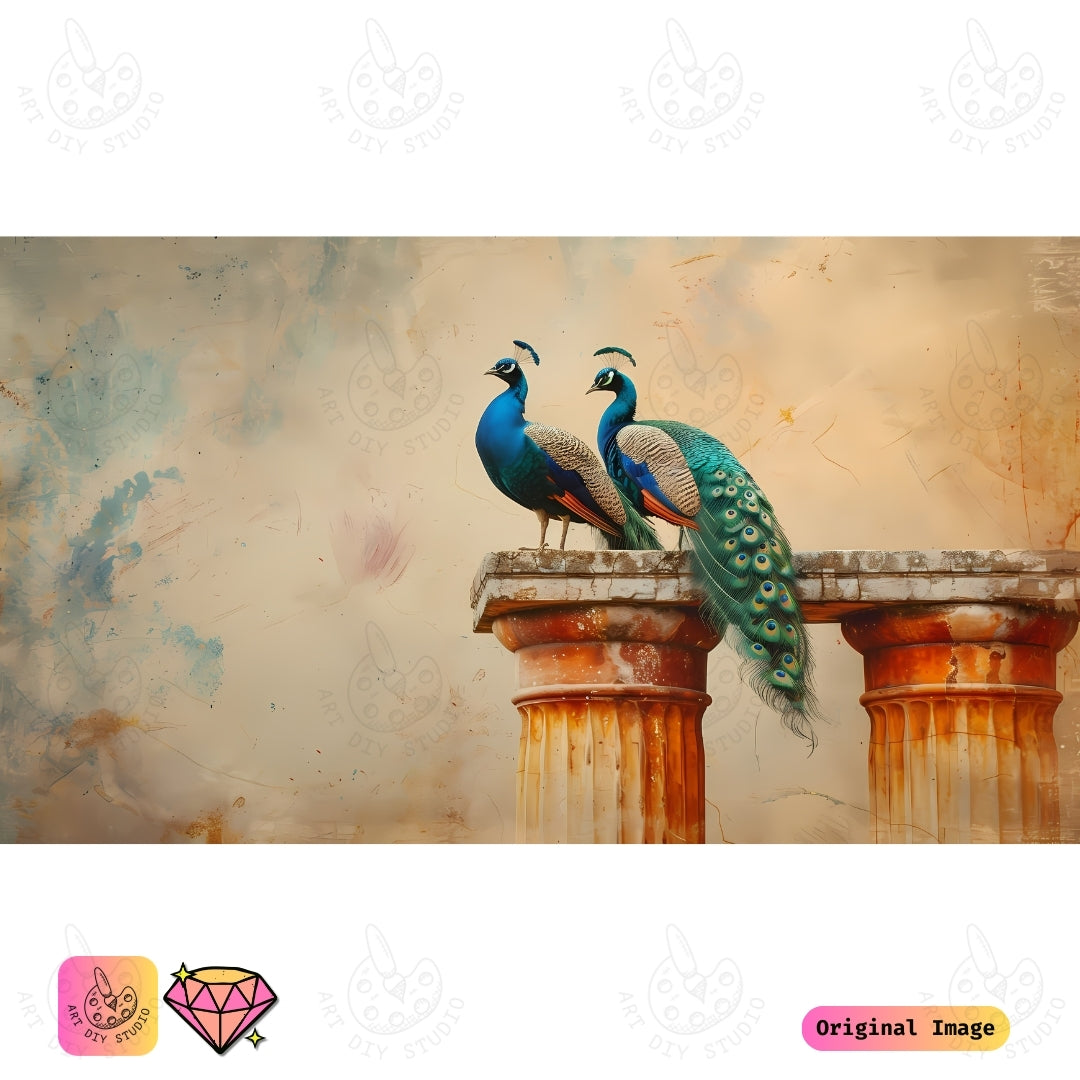 Artdiystudio Majestic Peacock Pair Diy Diamond Painting Kit A Regal Masterpiece Of Timeless Elegance 6