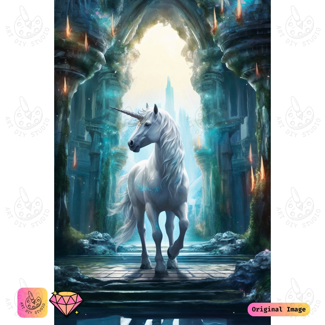 Artdiystudio Majestic Unicorn Gateway Diy Diamond Painting Kit A Portal To Mythical Wonder