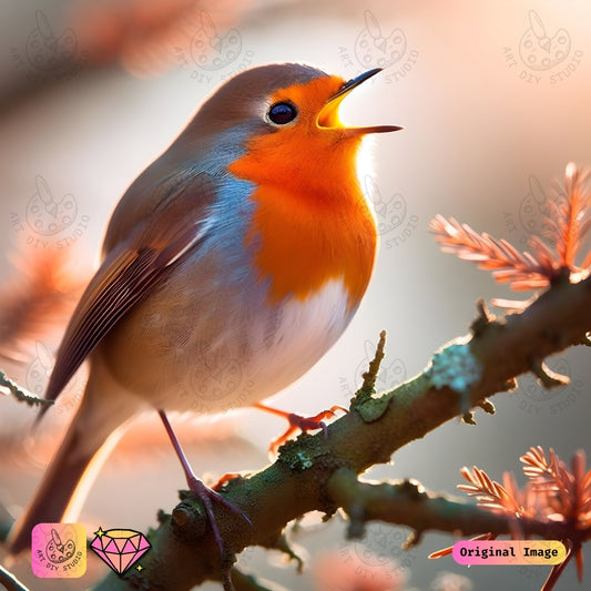 Artdiystudio Melodic Robin Song Diy Diamond Painting Kit A Harmonious Tune In Color 6