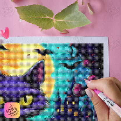 Artdiystudio Midnight Mischief Cat Diy Diamond Painting Kit Craft Your Bewitching Scene 5