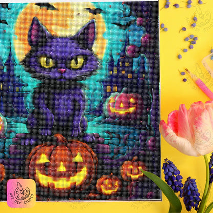 Artdiystudio Midnight Mischief Cat Diy Diamond Painting Kit Craft Your Bewitching Scene 6