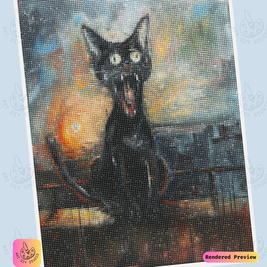 Artdiystudio Midnight Roar Diy Diamond Painting Kit A Bold Cat In The Night 6