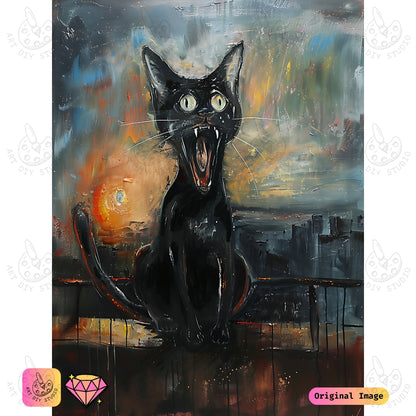 Artdiystudio Midnight Roar Diy Diamond Painting Kit A Bold Cat In The Night