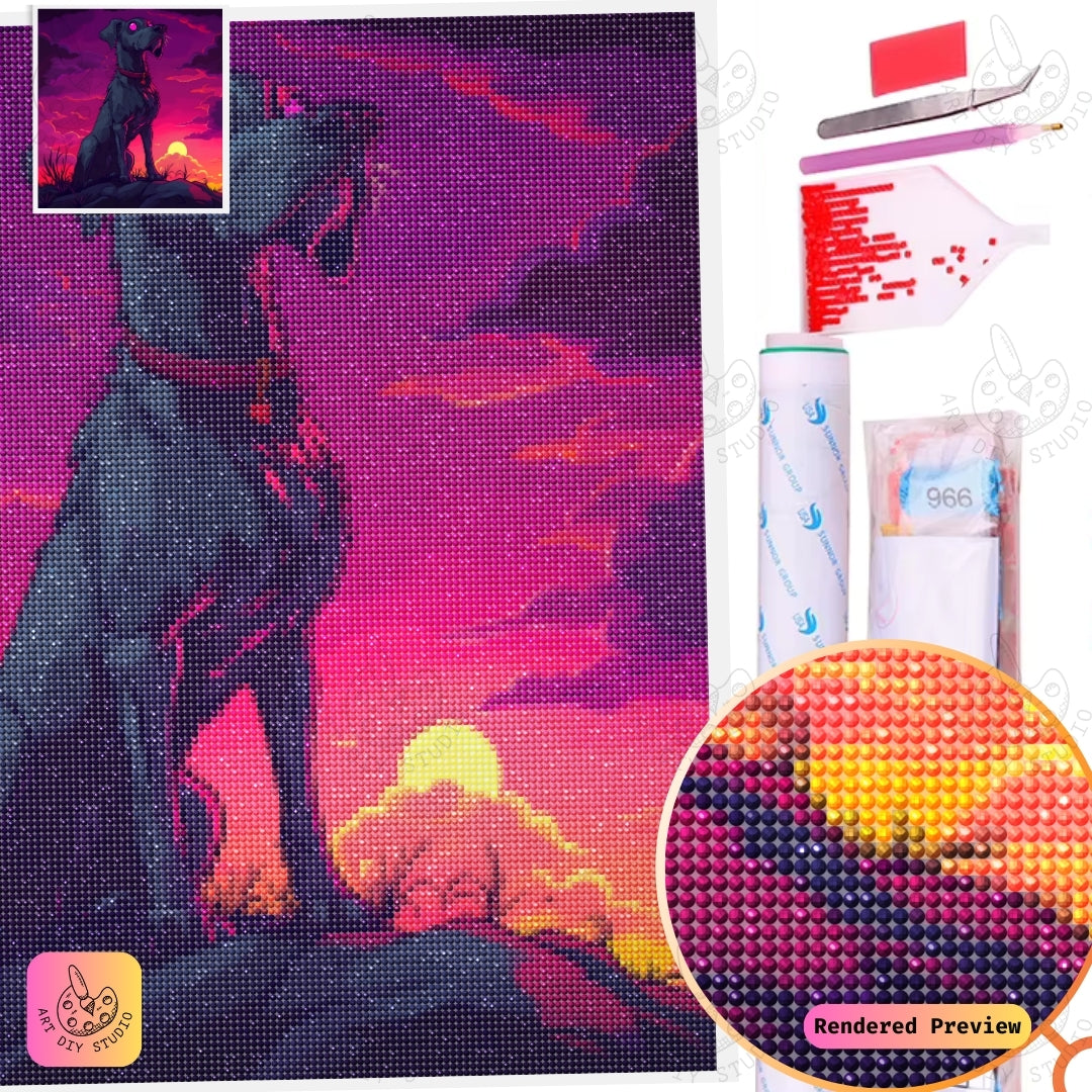 Artdiystudio Midnight Watchdog Diy Diamond Painting Kit A Fierce Bold Craft 2