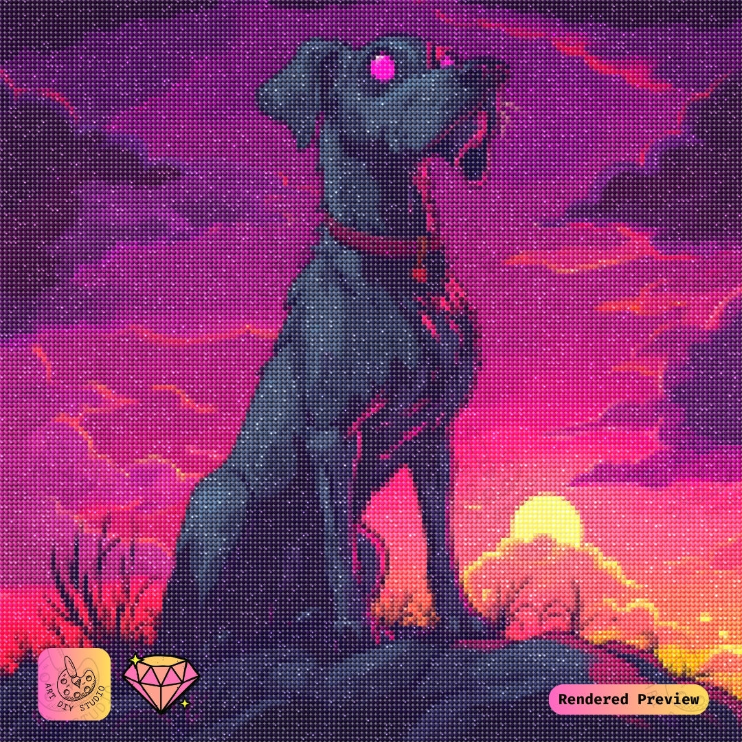 Artdiystudio Midnight Watchdog Diy Diamond Painting Kit A Fierce Bold Craft 5