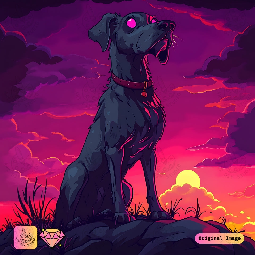 Artdiystudio Midnight Watchdog Diy Diamond Painting Kit A Fierce Bold Craft 6