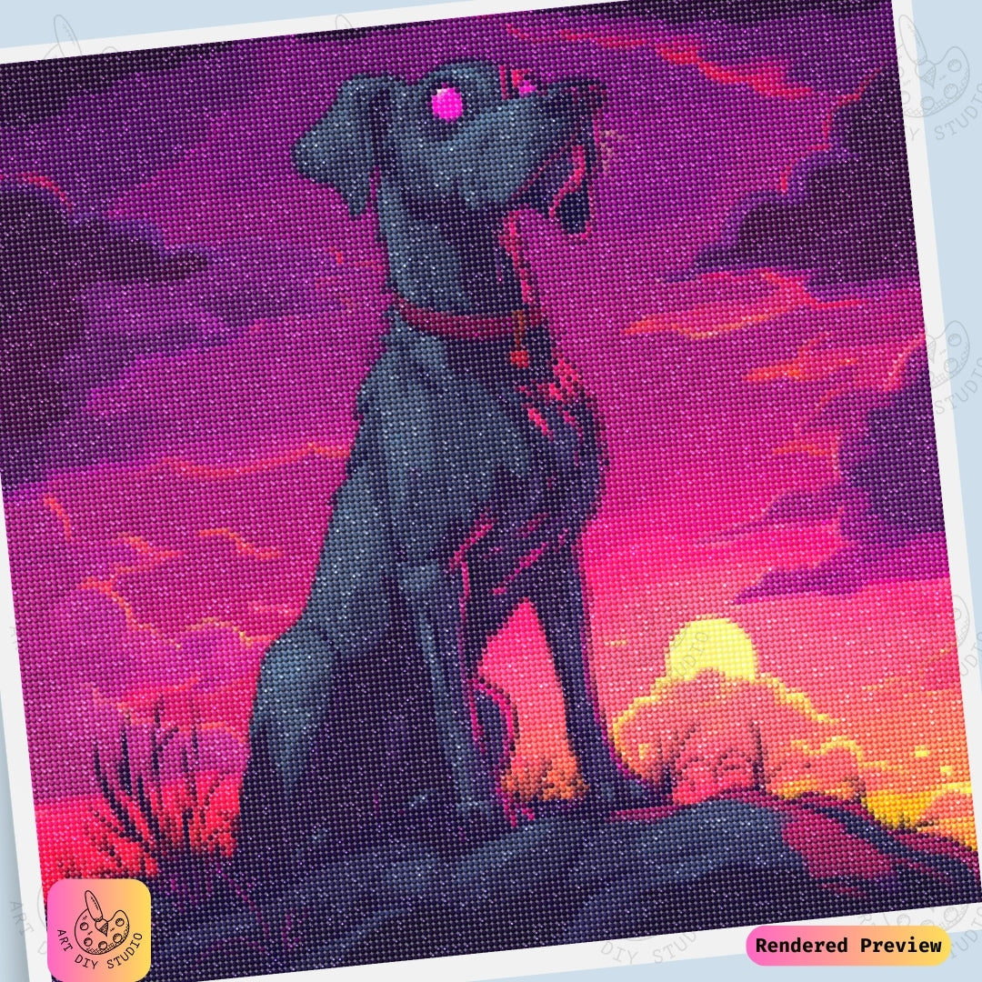 Artdiystudio Midnight Watchdog Diy Diamond Painting Kit A Fierce Bold Craft