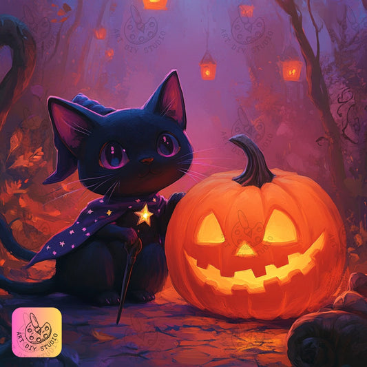 Artdiystudio Midnight Whiskers Lanterns Diy Diamond Painting Kit Craft Your Magical Halloween Scene 8