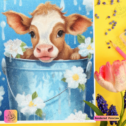 Artdiystudio Moo In Bloom Diy Diamond Painting Kit Adorable Farmyard Fun 3