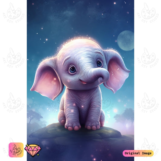 Artdiystudio Moonlit Baby Elephant Diy Diamond Painting Kit A Starry Charm In Art