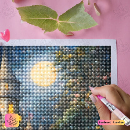 Artdiystudio Moonlit Castle Garden Path Diy Diamond Painting Kit Step Into A Dreamy Enchanted World 4