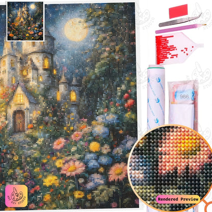 Artdiystudio Moonlit Castle Garden Path Diy Diamond Painting Kit Step Into A Dreamy Enchanted World 5