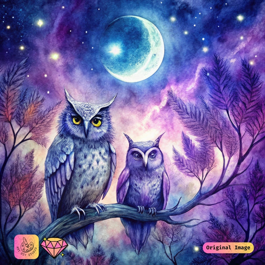 Artdiystudio Moonlit Companions Diy Diamond Painting Kit Celestial Harmony In Art