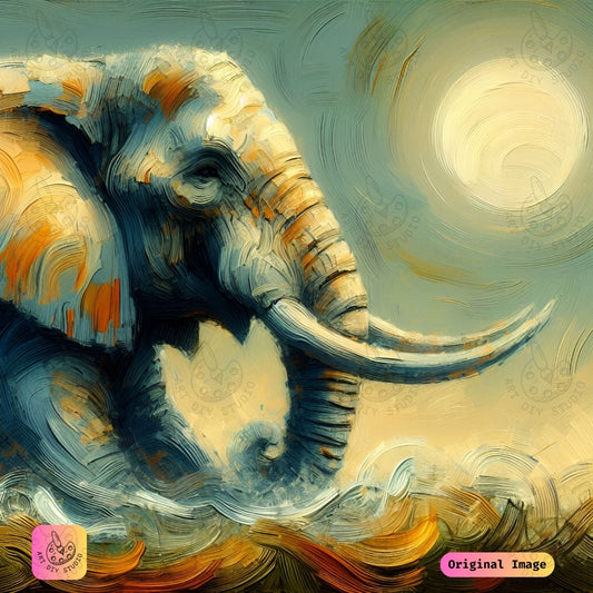 Artdiystudio Moonlit Elephant Stroll Diy Diamond Painting Kit A Peaceful Creation Journey