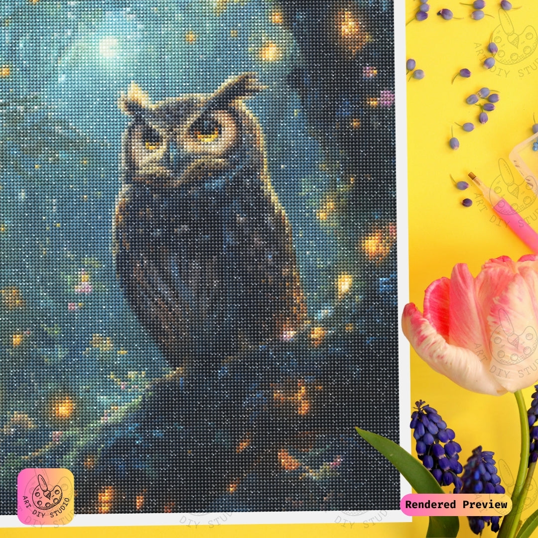 Artdiystudio Moonlit Forest Owl Diy Diamond Painting Kit Natures Tranquil Glow 3